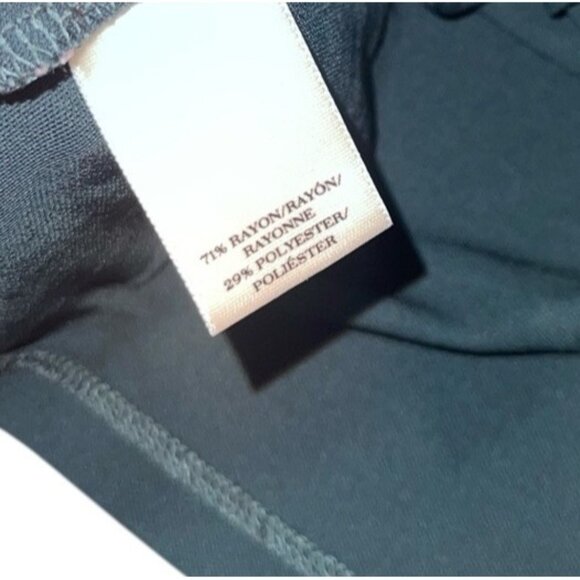 ANN TAYLOR PETITE Womens Medium Petite Dark Green Sleeveless Ruffle Front Blouse - Picture 10 of 11